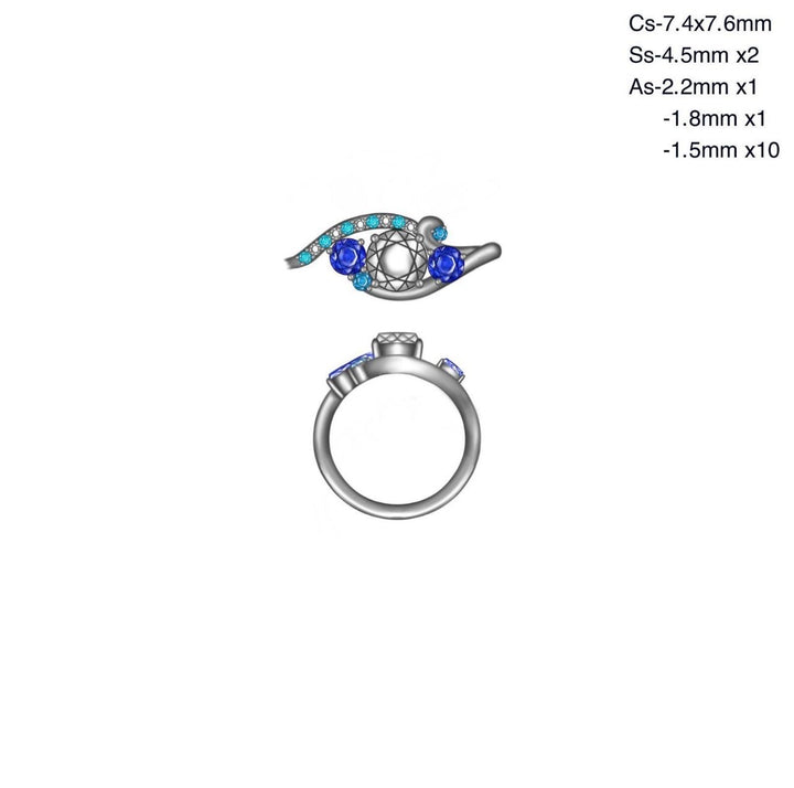 Custom Order Ocean Inspired Ring Platinum