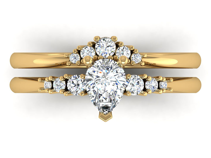 Custom Order Montana Sapphire and Diamond Engagement Ring Set 14K Gold
