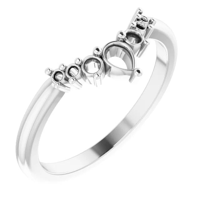 Custom Order: Contour Wedding Band with diamonds 14K White Gold