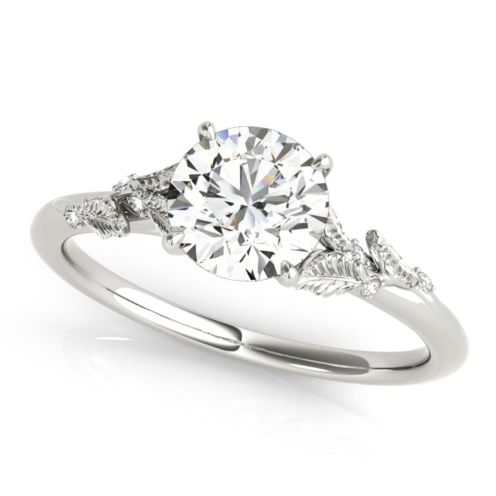 Nature Inspired Leaf Ring with Icy Blue Sapphire 14K White Gold