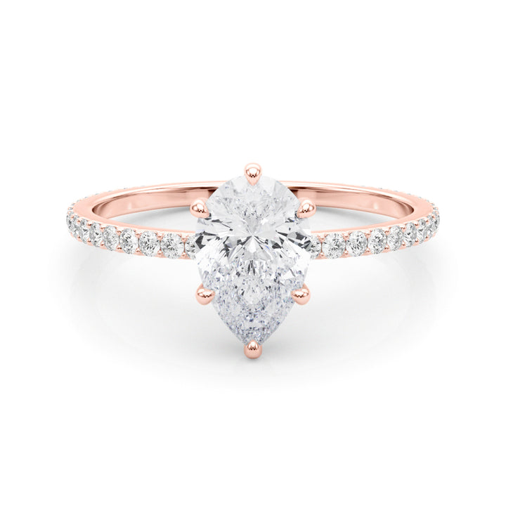 Custom Order Diamond Hidden Halo Montana Sapphire Engagement Ring Set 14K Rose Gold