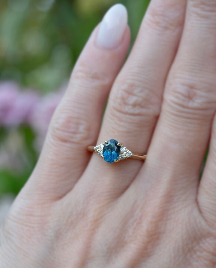 Custom Order Montana Sapphire and Diamond Engagement Ring