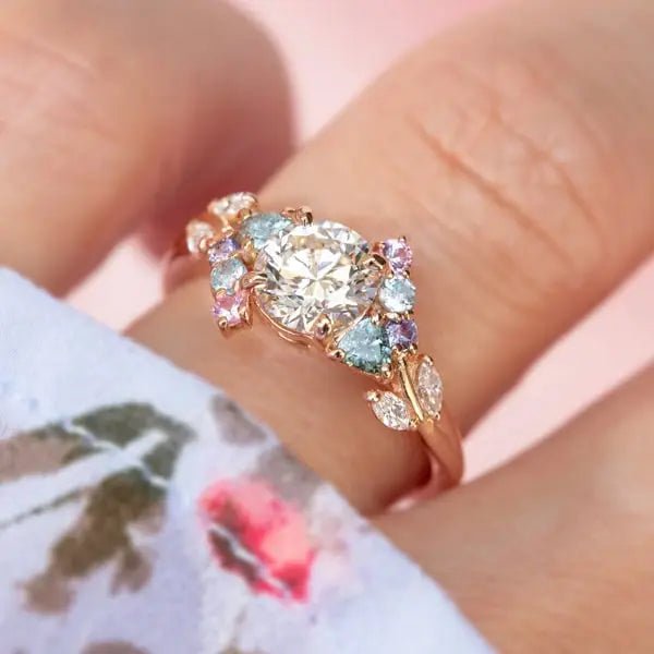 Enchanted Garden Ring w/ Natural Diamond 14K Rose Gold 50% final payment