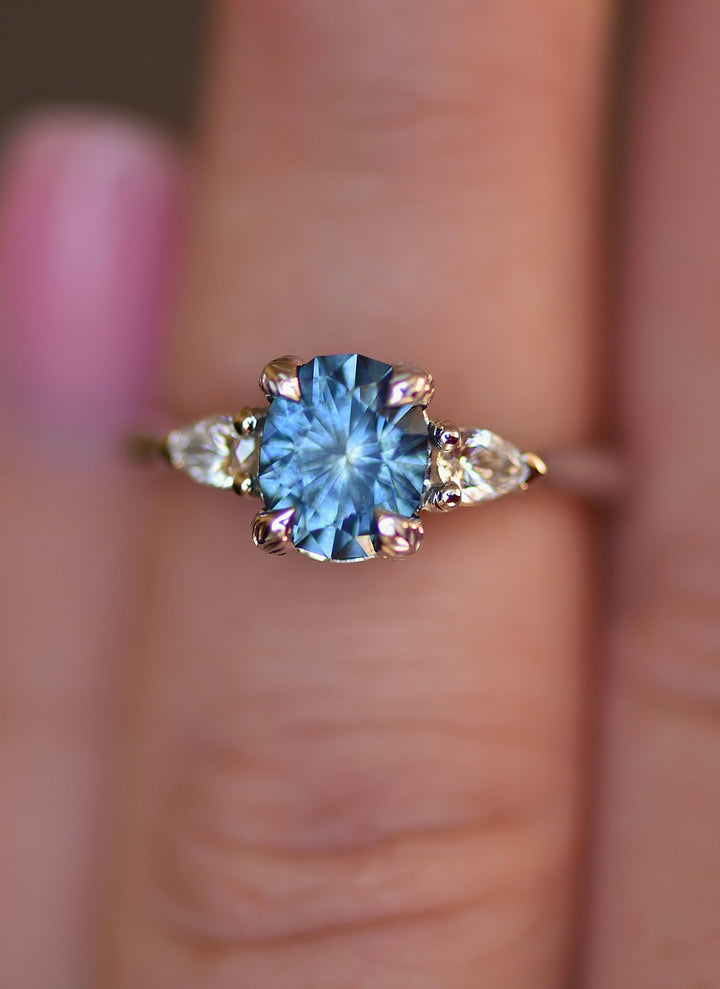 Montana Sapphire Leaf Engagement Ring