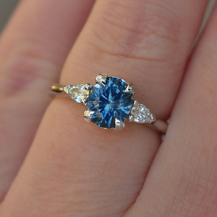 Montana Sapphire Leaf Engagement Ring