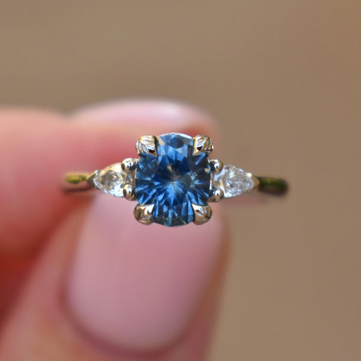 Montana Sapphire Leaf Engagement Ring