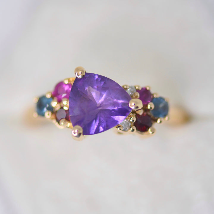 Trillion Purple Sapphire Cluster Ring