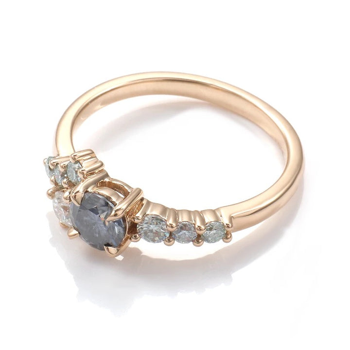 Frida Montana Sapphire Cluster Ring 14K Solid Rose Gold Handcrafted