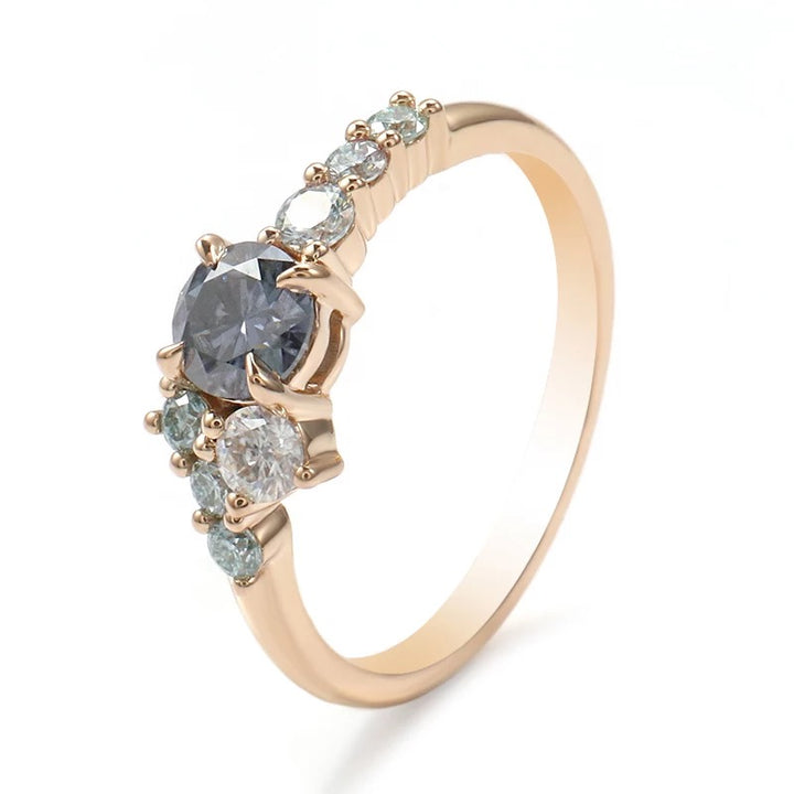Frida Montana Sapphire Cluster Ring 14K Solid Rose Gold Handcrafted