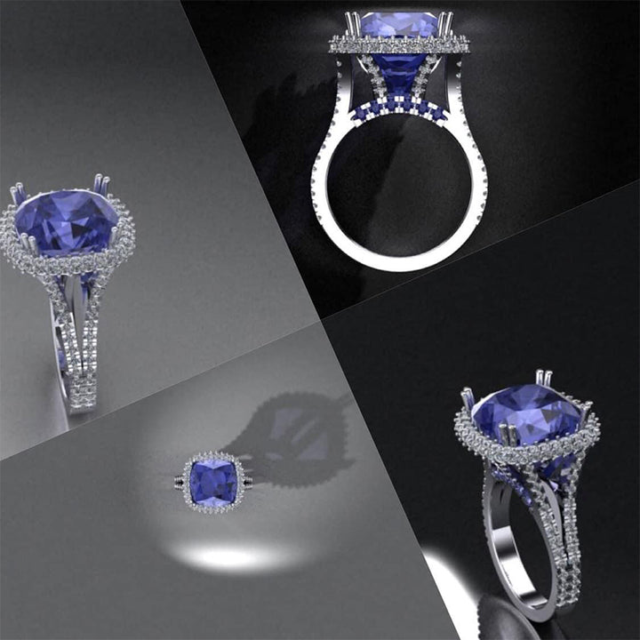 14 ct Tanzanite and Diamond Ring in 14K White Gold, Tanzanite Engagement Ring