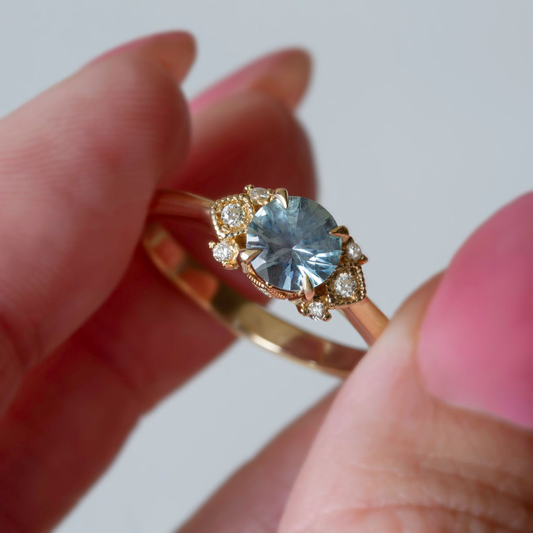 Pastel Blue Montana Sapphire Diamond Accented Ring 14K Gold