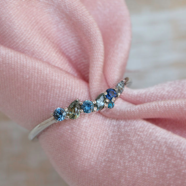 Sapphire Cluster Wedding Band