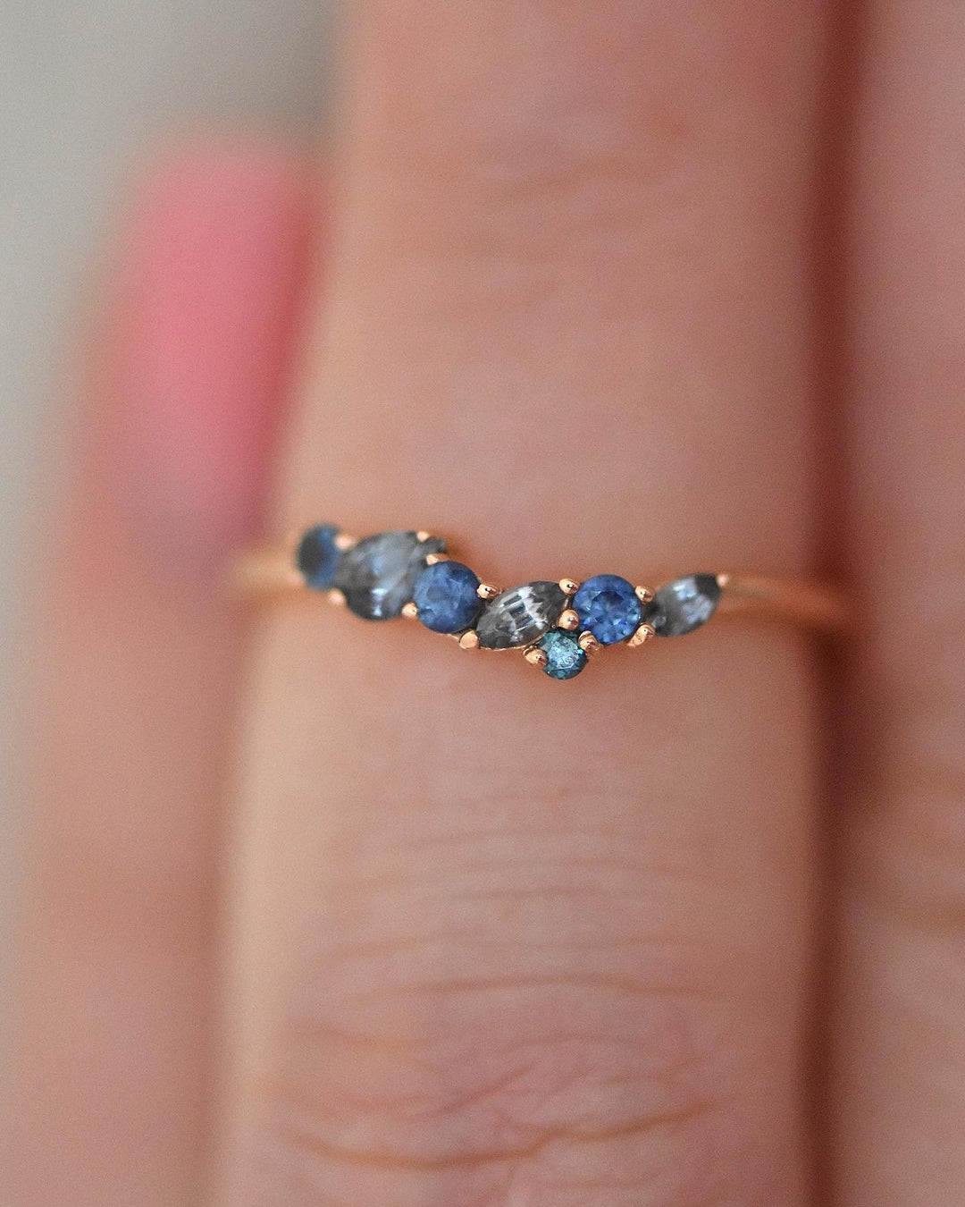 Sapphire Cluster Wedding Band