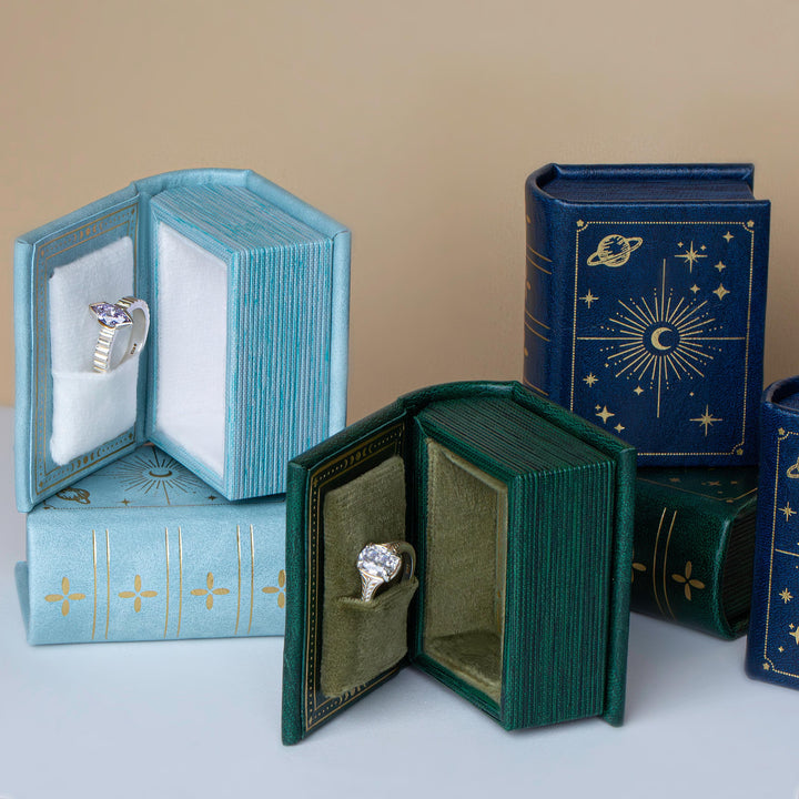 Celestial Book Inspired Ring Box – Leather Velvet Engagement Ring Box