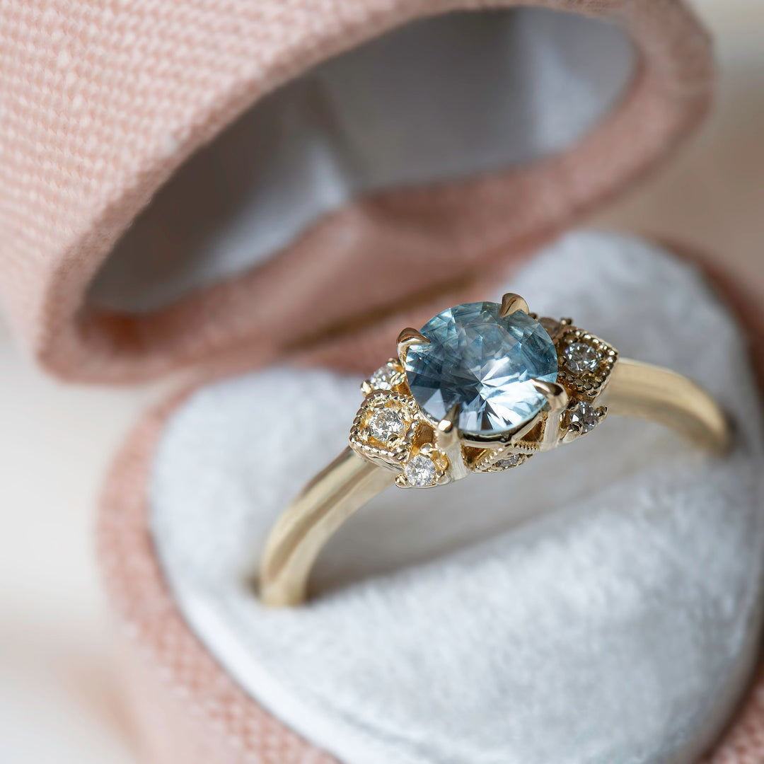 Pastel Blue Montana Sapphire Diamond Accented Ring 14K Gold