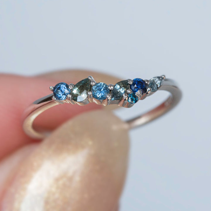 Sapphire Cluster Wedding Band