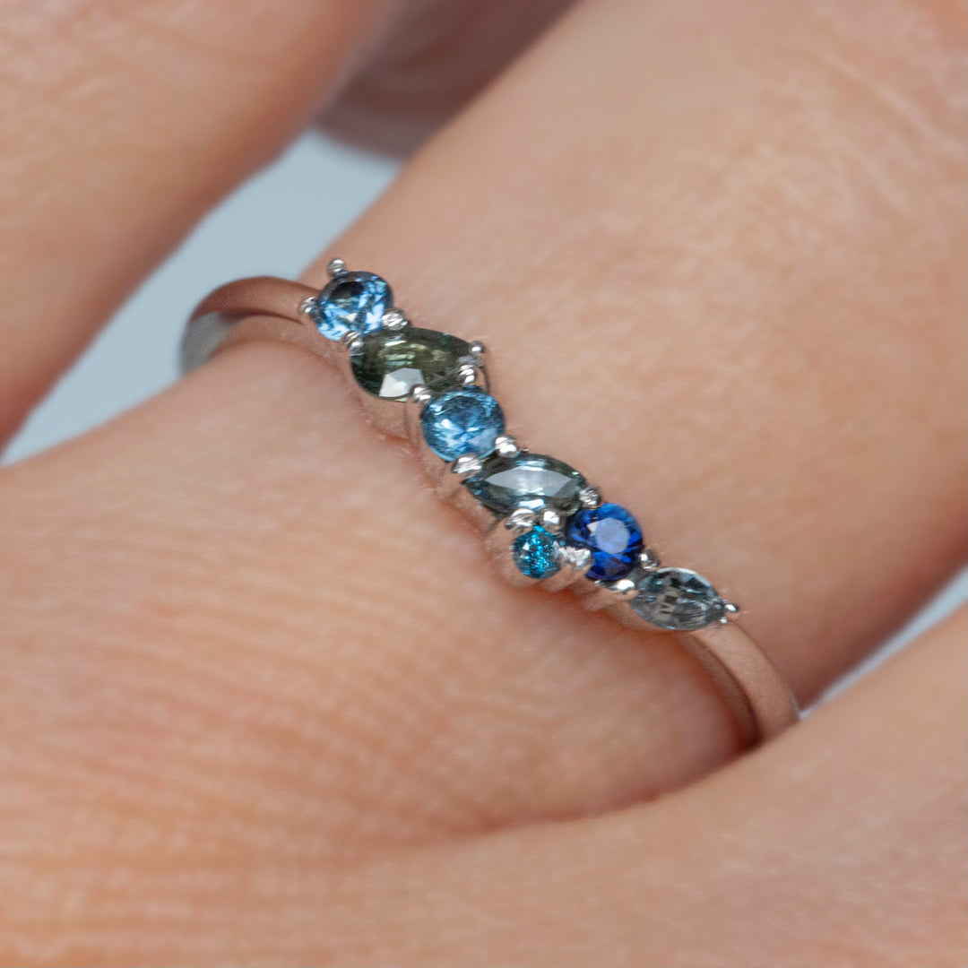 Sapphire Cluster Wedding Band