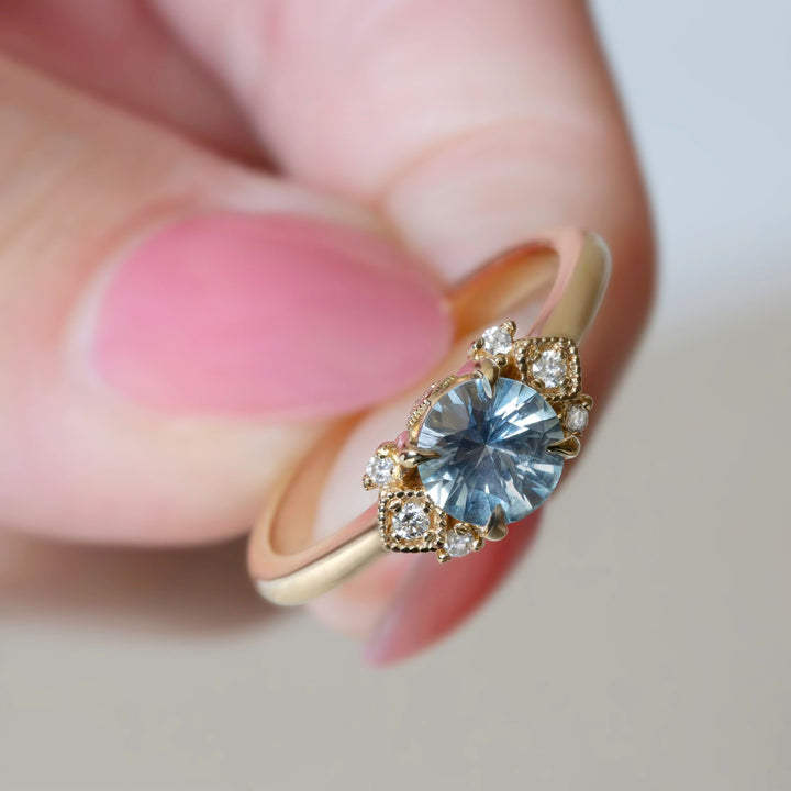 Pastel Blue Montana Sapphire Diamond Accented Ring 14K Gold