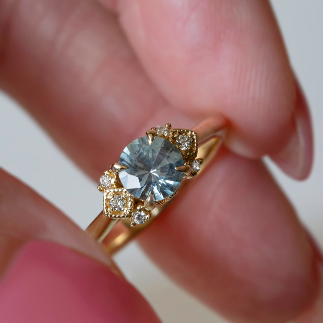 Pastel Blue Montana Sapphire Diamond Accented Ring 14K Gold