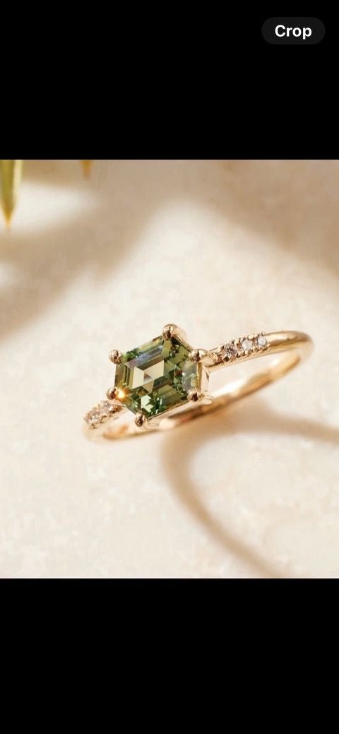 Custom Order 1.77 ct Green Sapphire Wedding Ring Yellow Gold