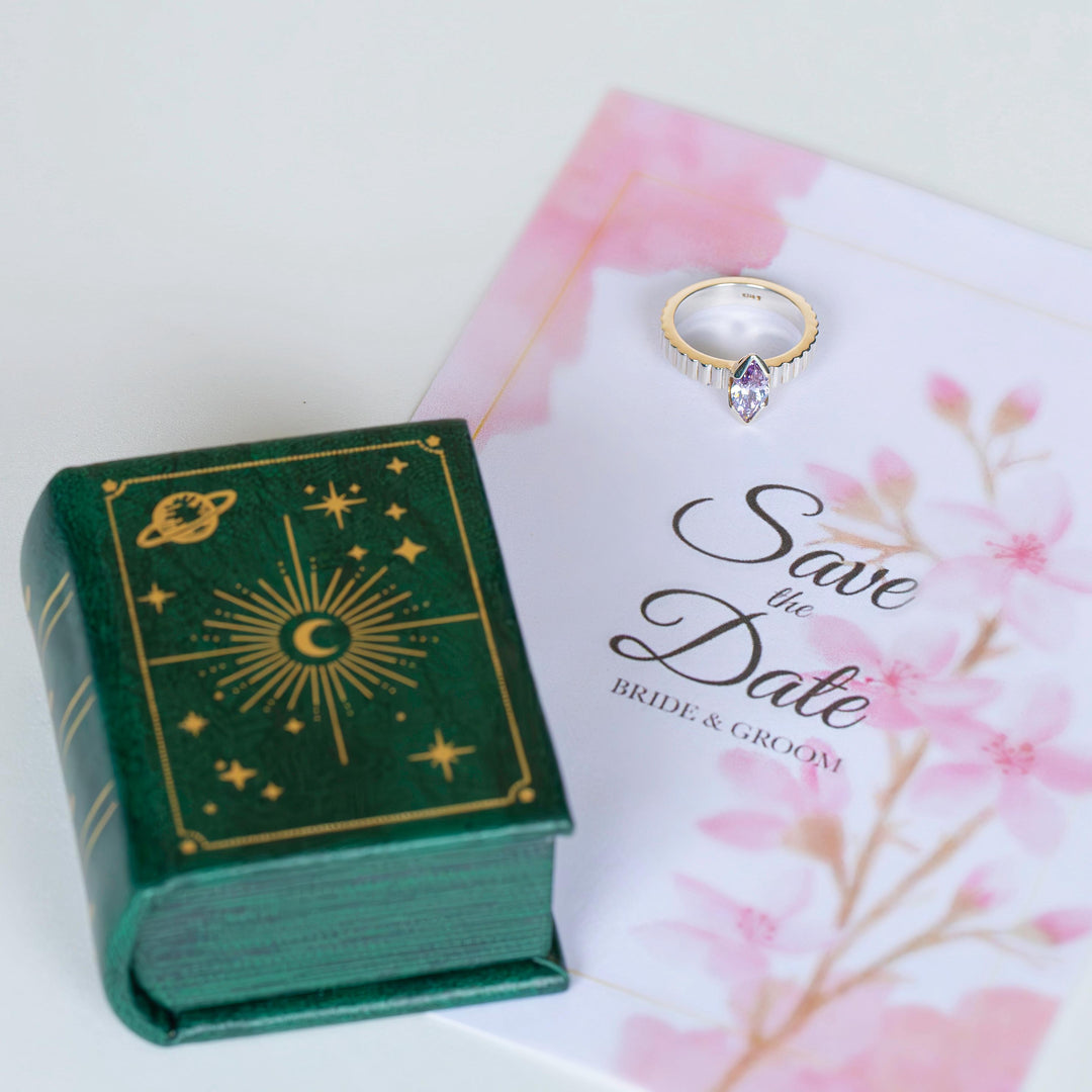 Celestial Book Inspired Ring Box – Leather Velvet Engagement Ring Box