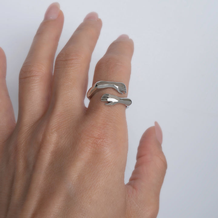 Hug Ring 925 Solid Sterling Silver,Hands Ring,Hugging Hands Ring