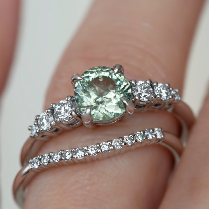 Green Montana Sapphire Engagement Ring – Sapphire and Diamond Ring in 14K Gold