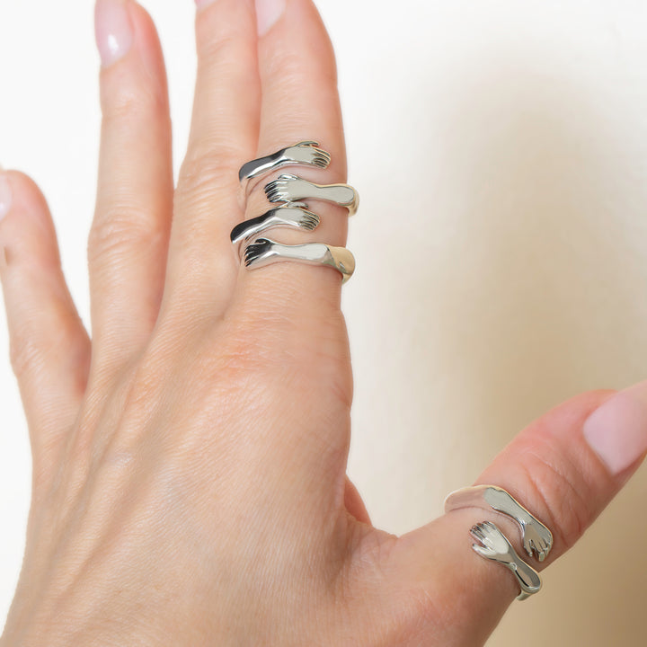 Hug Ring 925 Solid Sterling Silver,Hands Ring,Hugging Hands Ring