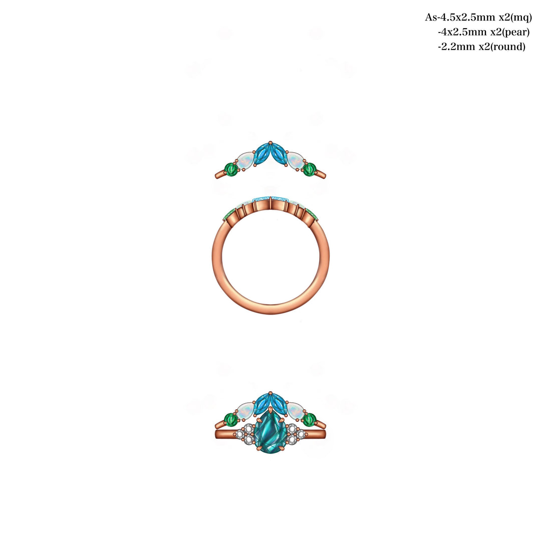 Custom Order Opal and Sapphire Wedding Band