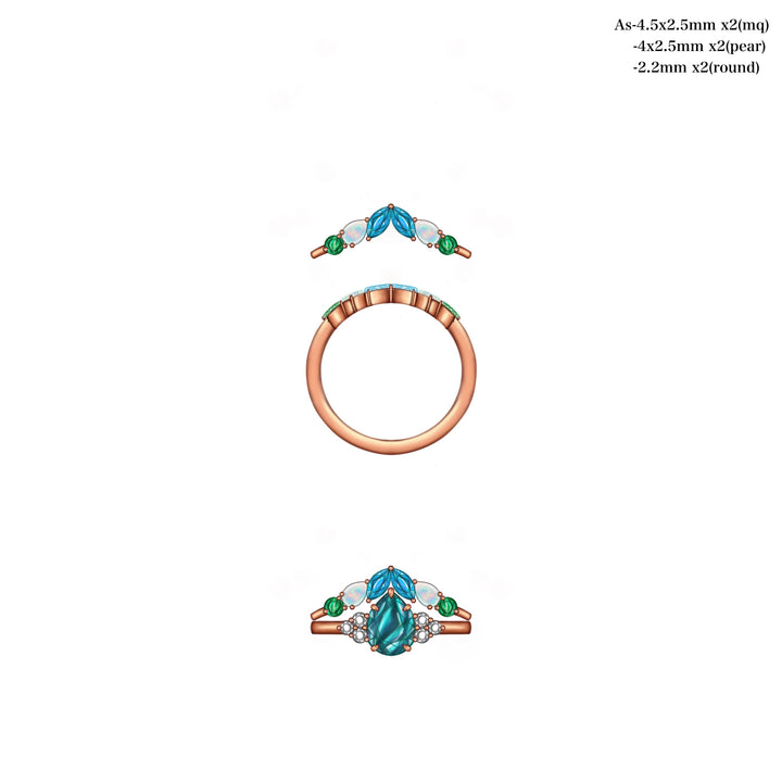 Custom Order Opal and Sapphire Wedding Band