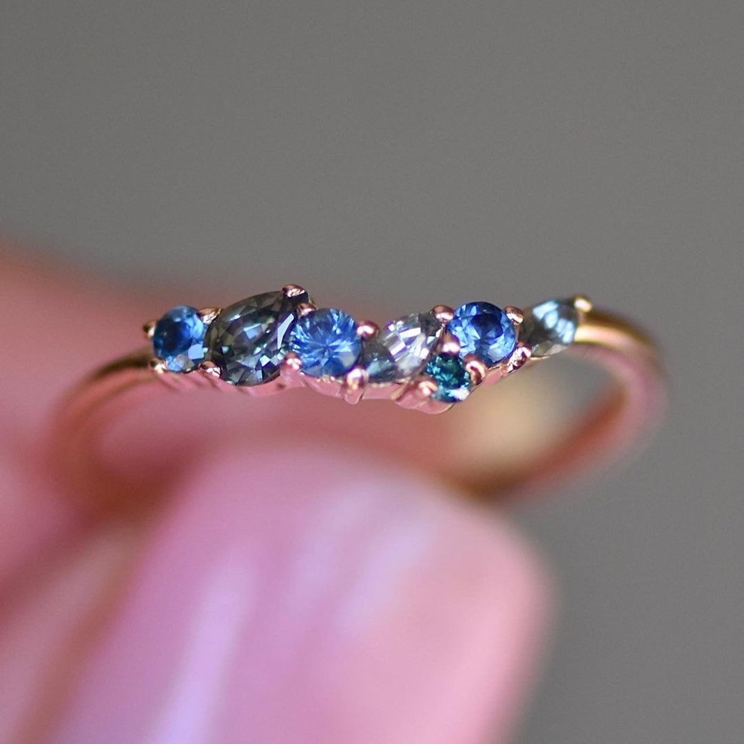 Sapphire Cluster Wedding Band