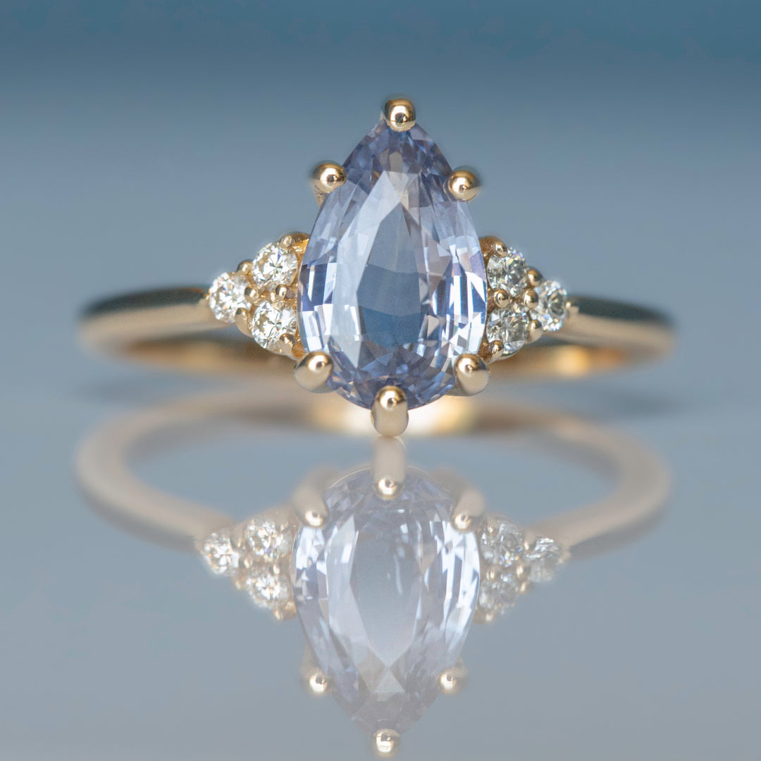 Pastel Blue Pear Shape Sapphire Engagement Ring with Diamonds 14K Rose Gold