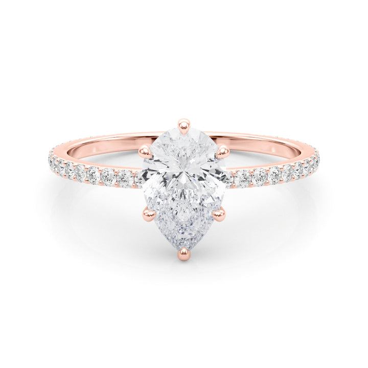 Custom Order Diamond Hidden Halo Montana Sapphire Engagement Ring Set 14K Rose Gold