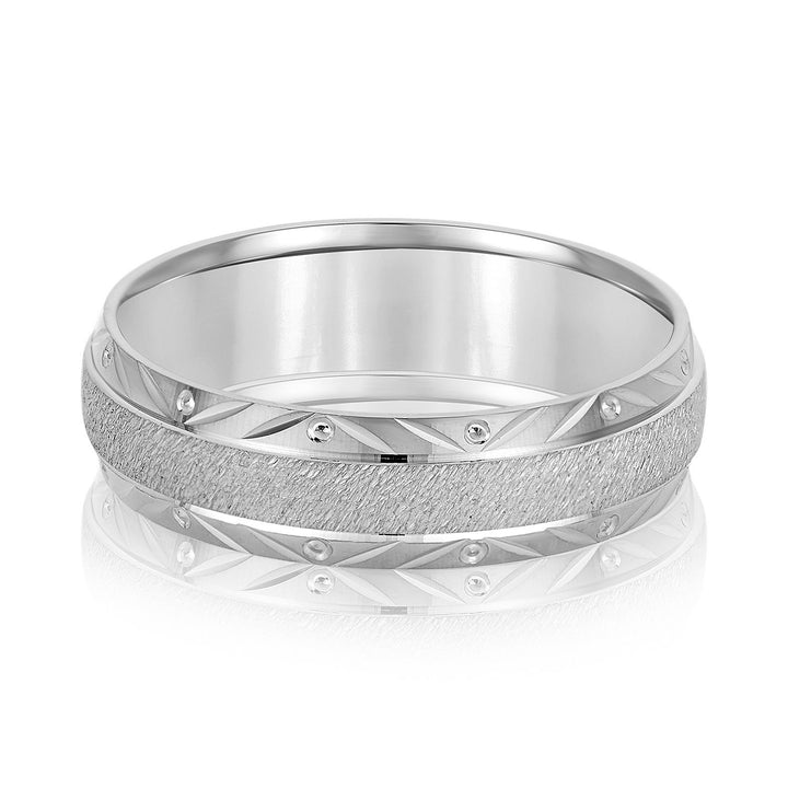 Nature Inspired Pattern 6 mm Man's Wedding Band 14K Gold