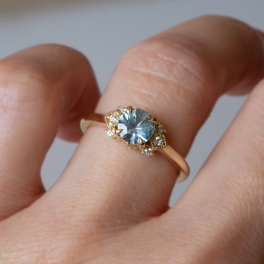 Pastel Blue Montana Sapphire Diamond Accented Ring 14K Gold