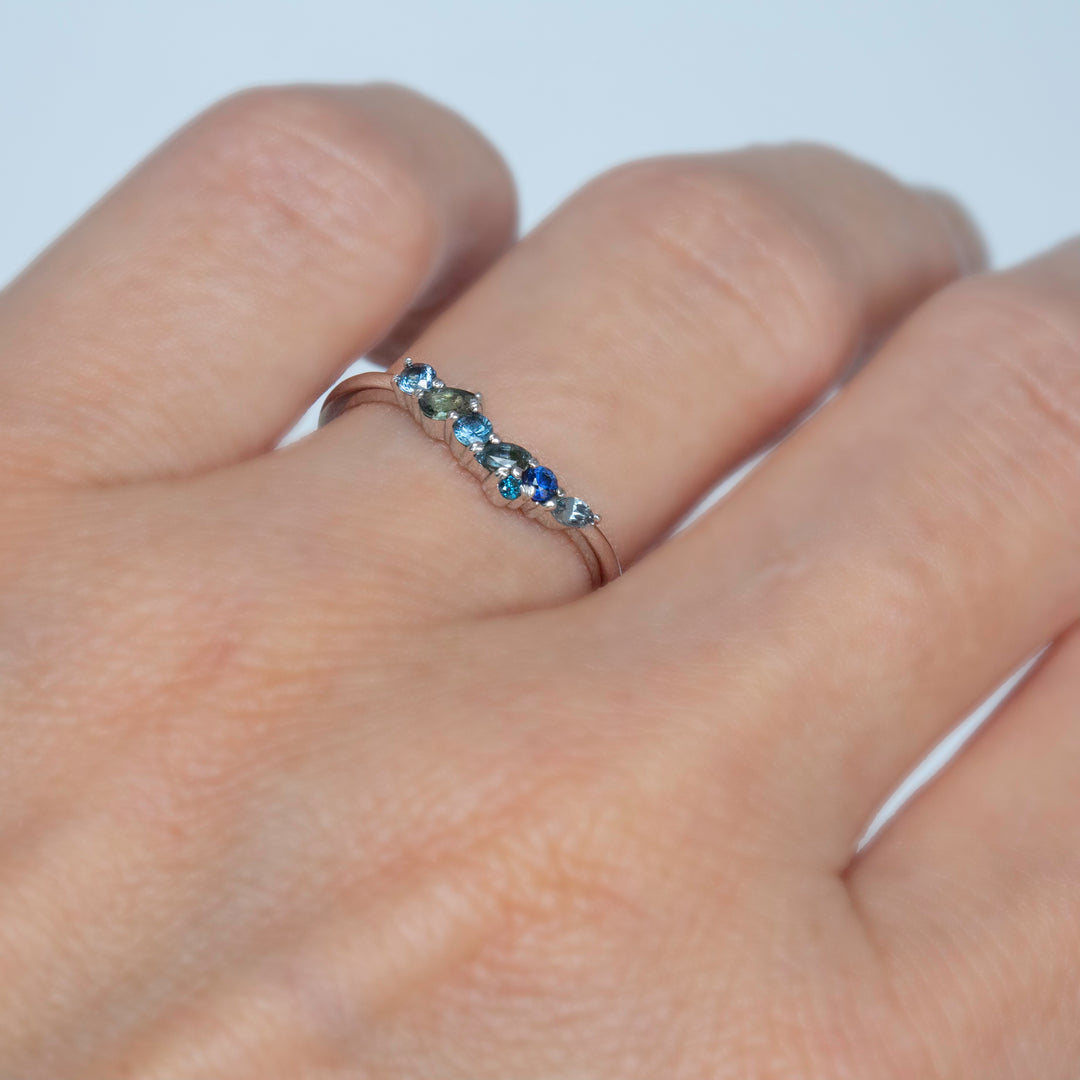 Sapphire Cluster Wedding Band