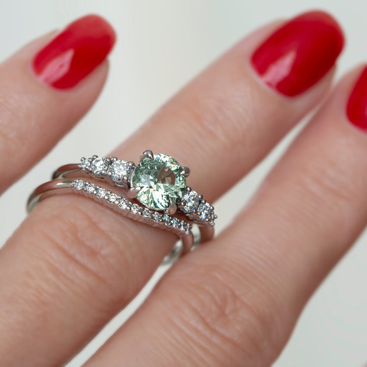 Green Montana Sapphire Engagement Ring – Sapphire and Diamond Ring in 14K Gold