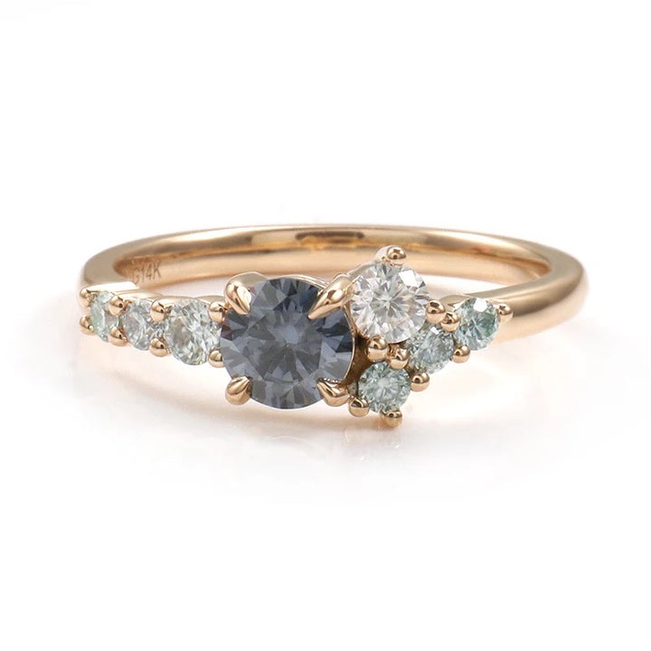 Custom Order: 1 ct Montana Sapphire Engagement Ring 14K White Gold