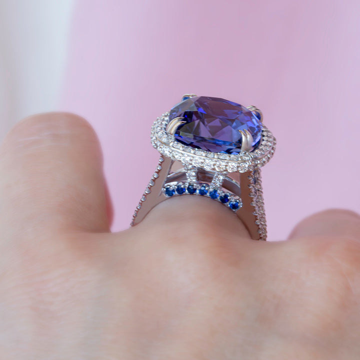 14 ct Tanzanite and Diamond Ring in 14K White Gold, Tanzanite Engagement Ring