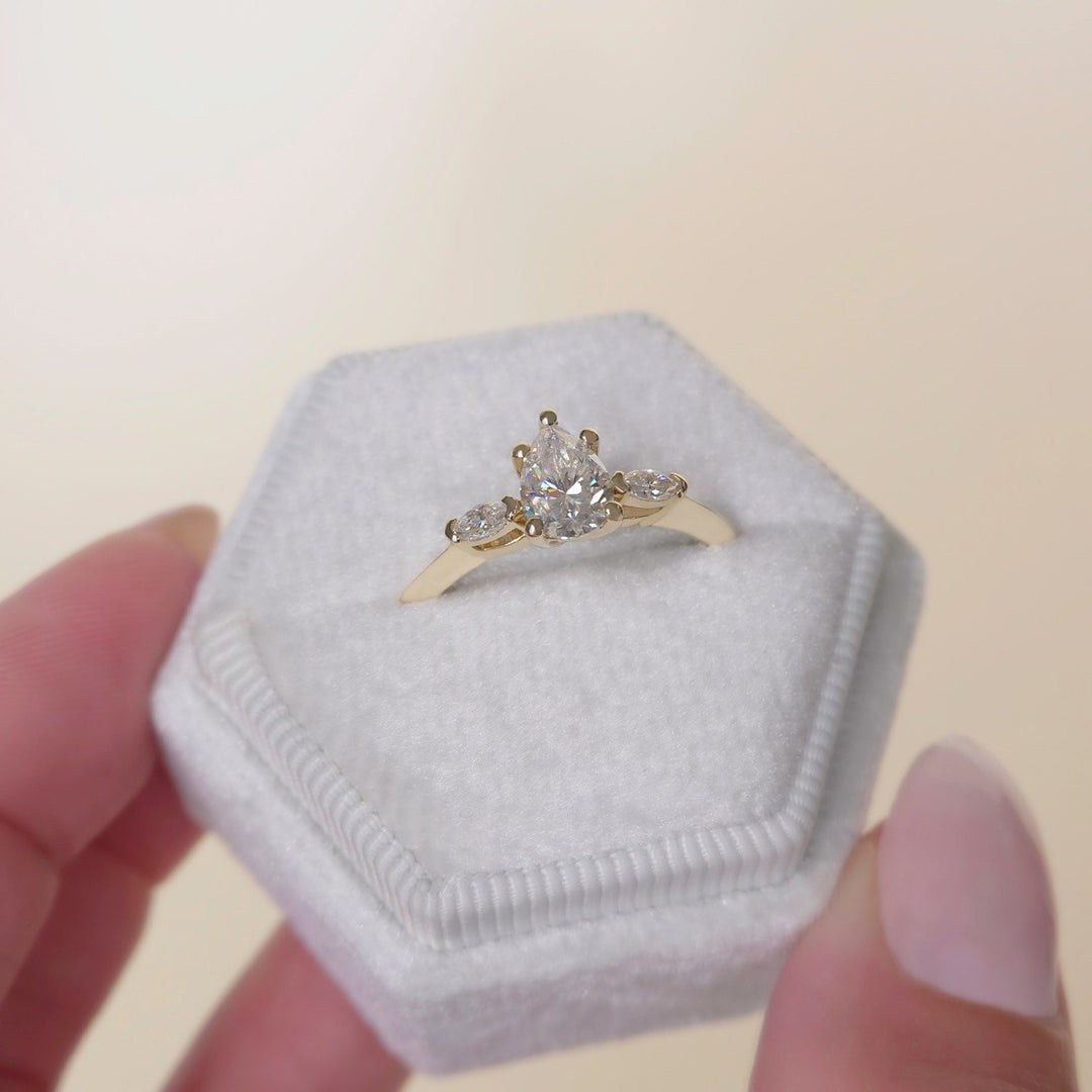 Lab Grown Diamond Three Stone Engagement Ring 14K Gold