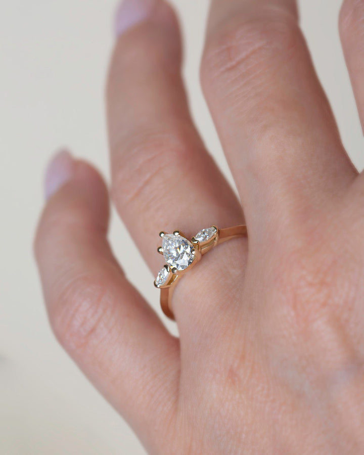 Lab Grown Diamond Three Stone Engagement Ring 14K Gold