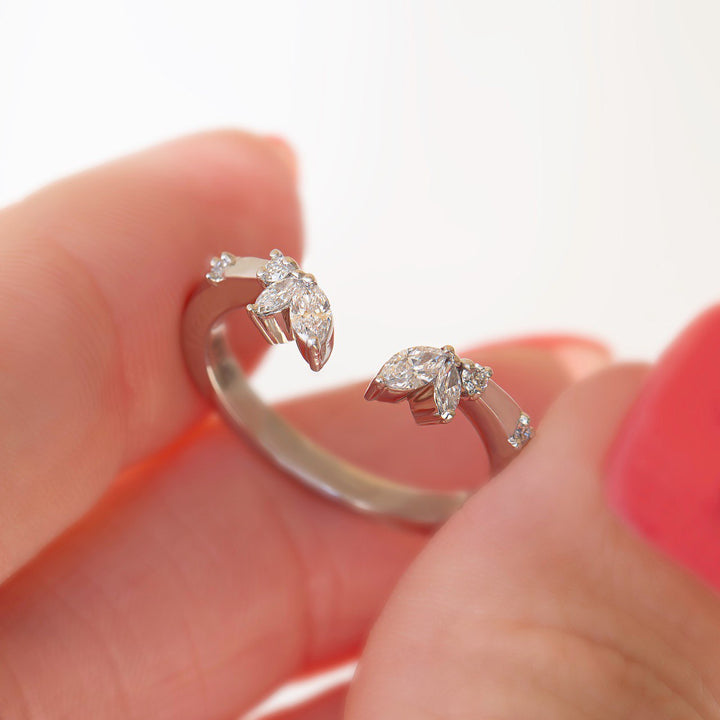 Pink Sapphire & Diamond Floral Engagement Ring Set 14K Gold