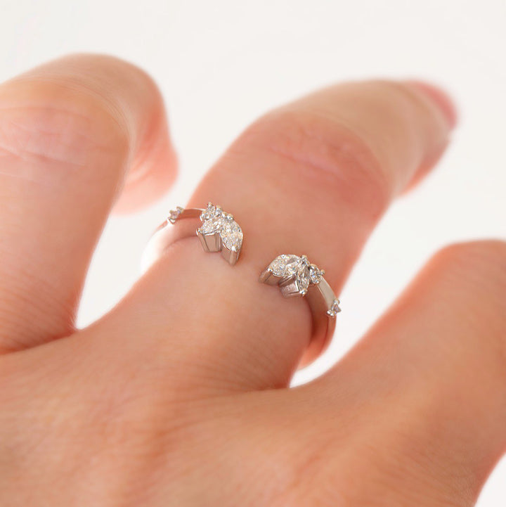 Pink Sapphire & Diamond Floral Engagement Ring Set 14K Gold