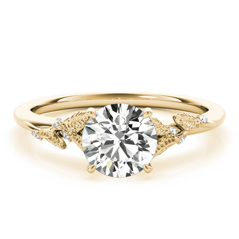 Leaf Engagement Ring with 1 Ct Lab Grown Diamond Nature Inspired Alternative Engagement Ring in 14K Gold