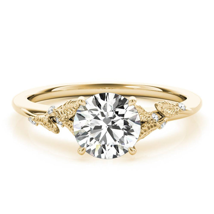 Leaf Engagement Ring with 1 Ct Lab Grown Diamond Nature Inspired Alternative Engagement Ring in 14K Gold