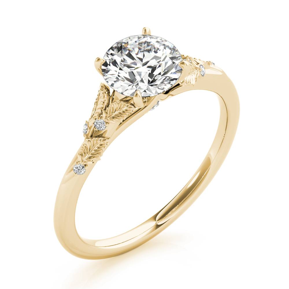 Leaf Engagement Ring with 1 Ct Lab Grown Diamond Nature Inspired Alternative Engagement Ring in 14K Gold