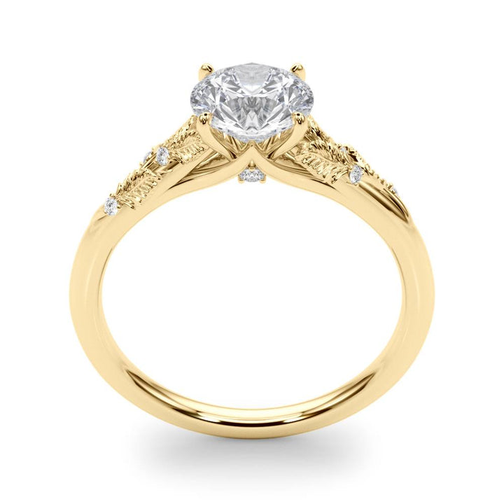 Leaf Engagement Ring with 1 Ct Lab Grown Diamond Nature Inspired Alternative Engagement Ring in 14K Gold