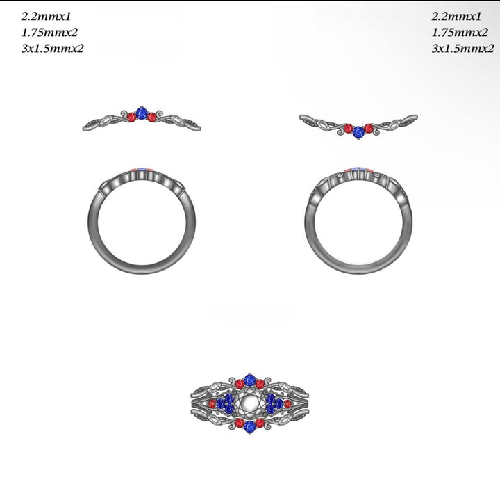 Custom Order 50 % Deposit Mira Engagement Ring Set 6.25 White Gold