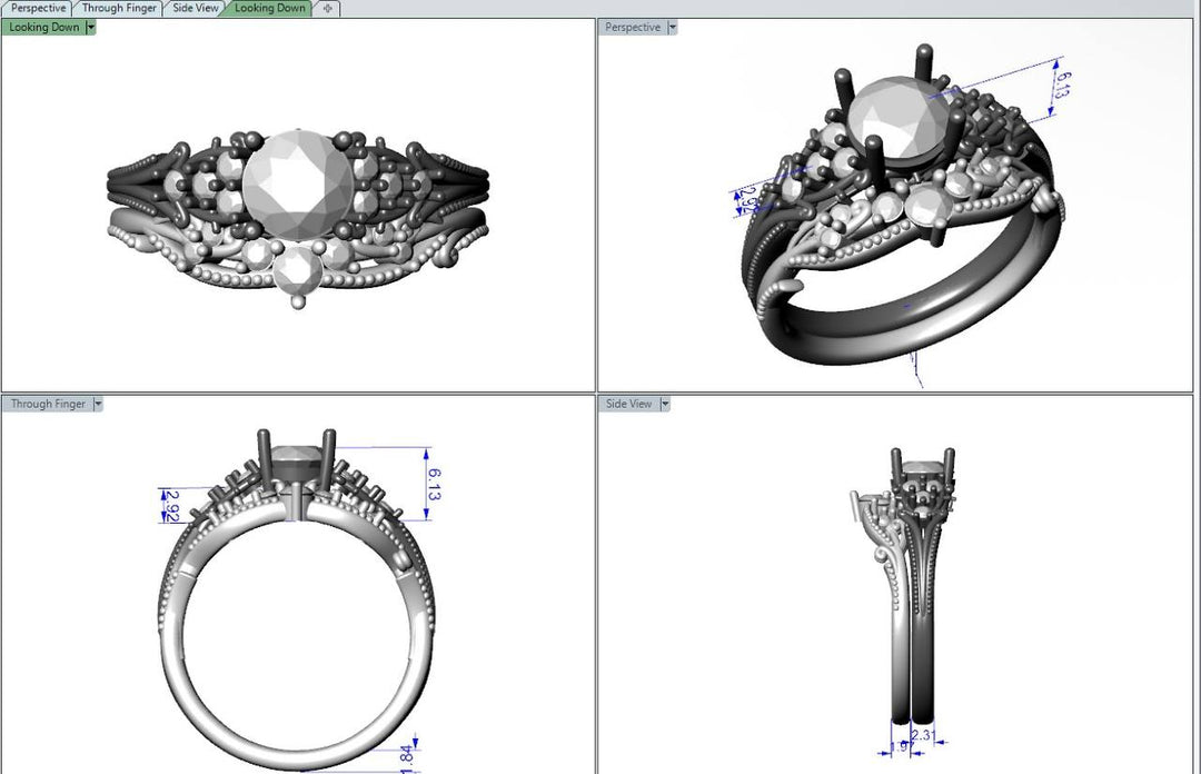 Custom Order 50 % Deposit Mira Engagement Ring Set 6.25 White Gold