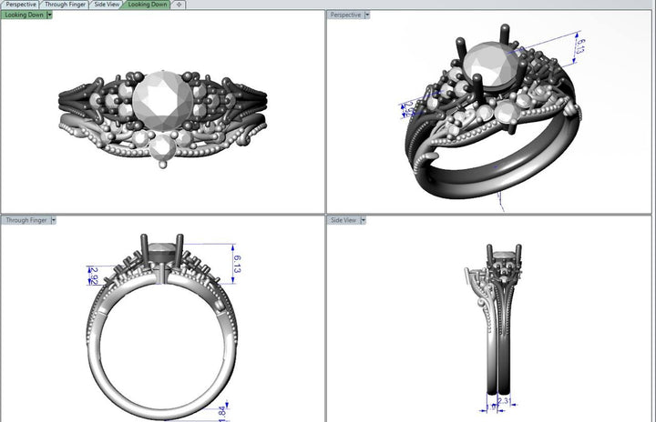 Custom Order 50 % Deposit Mira Engagement Ring Set 6.25 White Gold